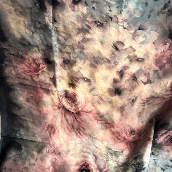 Valentino Dark Moody Florals Silk Hand Rolled Scarf - Picture 4 of 8